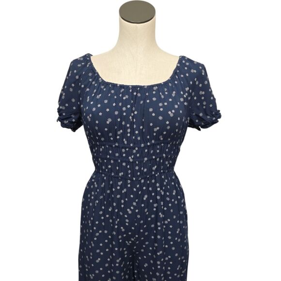 Madewell Womens Sophia Size XS Wide Leg Jumpsuit Navy Blue Ditsy Floral Pockets - Picture 8 of 12